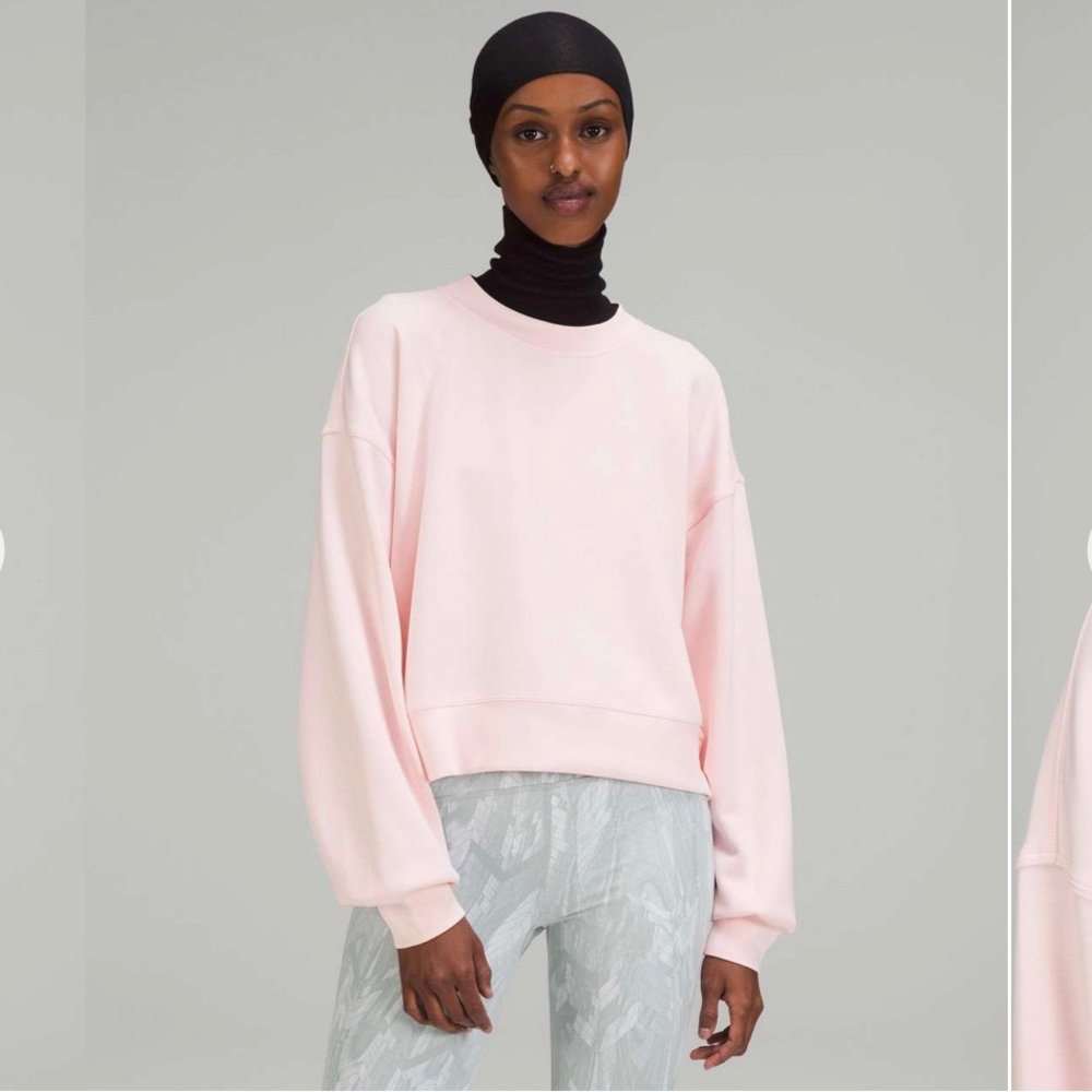 Lululemon Perfectly Oversized Cropped Crew Softstreme Strawberry Milkshake size6